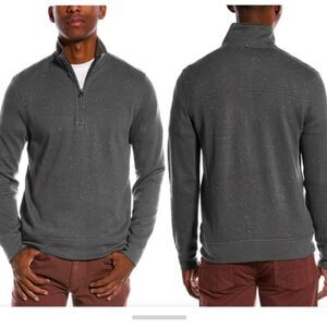 Billy Reid Donegal Half Zip Ribbed Cotton Pullover in Gray S NWOT